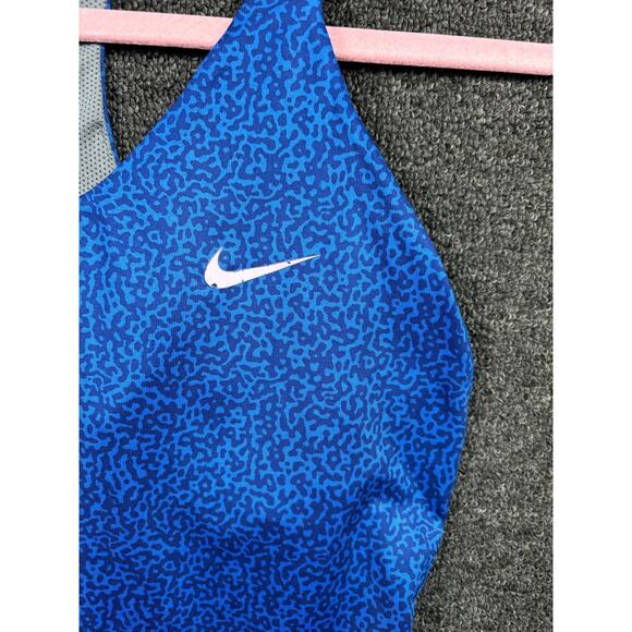 Nike Dri Fit Raceback Tank Womens Sz S Blue Leopard Print Built in Bra Training - Picture 4 of 10